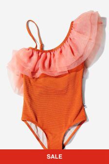 Molo Girls Recycled Polyester Swimsuit in Orange