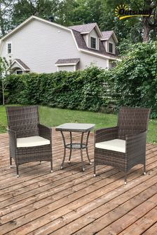Outsunny Black Three Piece PE Rattan Chair Table Set