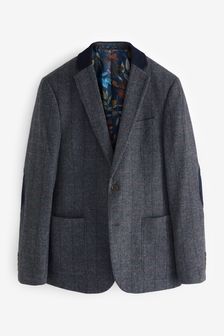 Grey Trimmed Check Blazer With Wool Mix (U22616) | £99