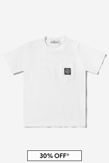 Stone Island Boys Cotton Jersey Logo T-Shirt in White