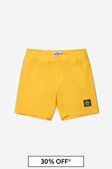 Stone Island Junior Boys Logo Swim Shorts in Yellow