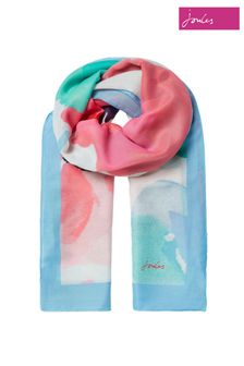 Joules White River Lightweight Woven Rectangle Printed Scarf