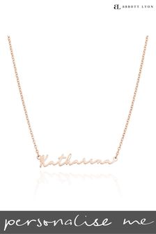 Abbott Lyon Small Link Chain Signature Personalised Name Necklace (U23841) | £79