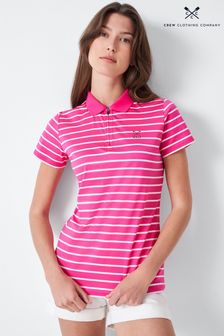 Crew Clothing Company Pink Stripe Cotton Casual Polo Shirt