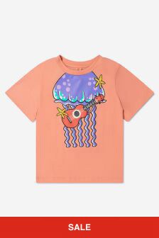 Stella McCartney Kids Girls Cotton Jellyfish Print T-Shirt in Pink