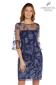 Adrianna Papell  Embroidered Bell Sleeve Dress