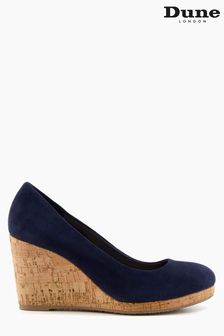 Dune London Blue Annibell Wedge Heel Court Shoes