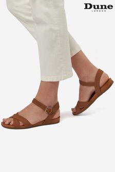 Dune London Brown Landie Cross Strap Comfort Sandals (U24678) | £70