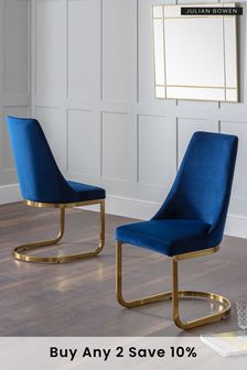 Julian Bowen Set of 2 Blue Vittoria Cantilever Dining Chairs