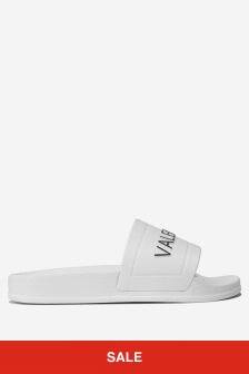 Valentino Shoes Kids PVC Logo Sliders in White