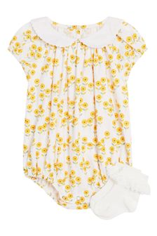 F&F White Floral Romper With Socks