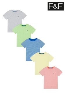 F&F Blue Brights T-Shirts Five Pack (U25308) | £13 - £17