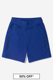 CP Company Boys Cotton Fleece Bermuda Shorts in Blue