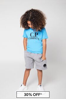 CP Company Boys Cotton Jersey Short Sleeve T-Shirt in Blue