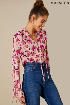 Monsoon Pink Honey Floral Print Blouse in Sustainable Viscose