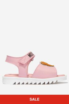 Moschino Kids Girls Leather Teddy Bear Sandals in Pink