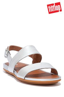 FitFlop Gracie Silver Leather Back Strap Sandals