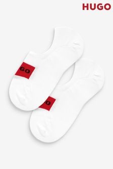 HUGO Womens White Low Cut Label Socks 2 Pack