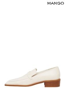 Mango Cream Leather Pointed Loafers
