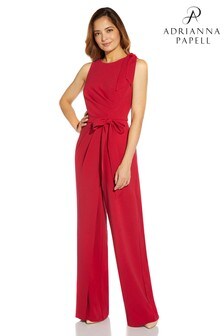 Adrianna Papell Crepe Bow Detail Jumpsuit