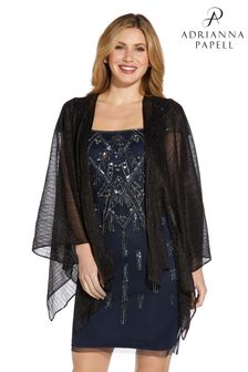 Adrianna Papell Black Metallic Mesh Cover-Up