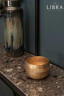 Libra Gold Champagne Amaya Textured Aluminium Tealight Holder