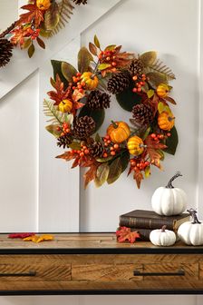 Orange Autumnal Wreath (U28576) | £35