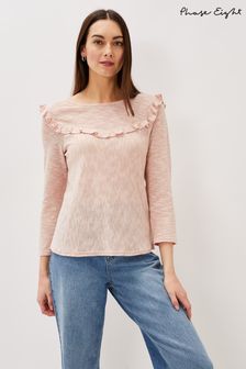 Phase Eight Womens Pink Naia Stripe Frill Top