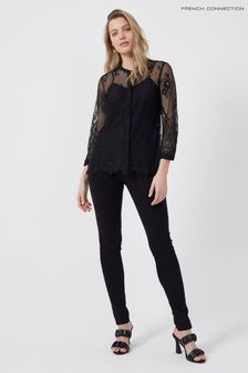 French Connection Clara Black Lace Shirt