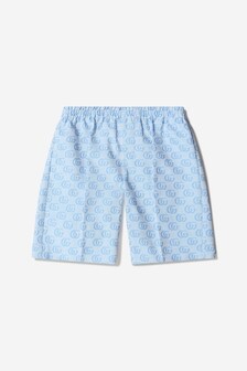 GUCCI Kids Baby Boys Cotton GG Jacquard Shorts in Blue