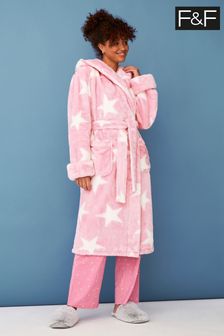 F&F Pink Star Silky Dressing Gown