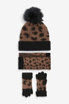 Animal Print JuzsportsShops Hat, Gloves And Scarf Set (3-16yrs) (U29862) | £18 - £21