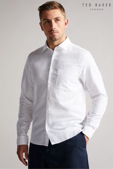 Ted Baker White Long Sleeve Linen Blend Shirt