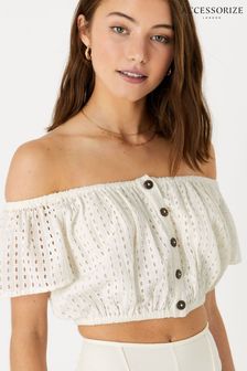 Accessorize Broderie Crop Blouse
