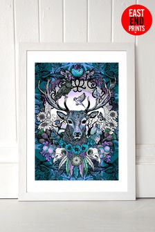 East End Prints Blue Stag Print by Becca Who
