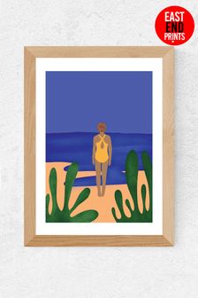 East End Prints Blue A Quick Dip Print by Sifa Mustafa