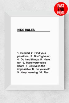 East End Prints White Kids Rules Print by The Native State