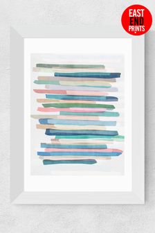 East End Prints Blue Pastel Stripes Print by Mareike Boehmer