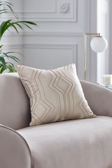 Natural Geometric Jacquard Cushion