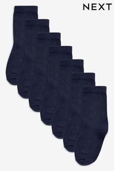 Navy Blue 7 Pack Cotton Rich Socks (U30951) | £9 - £11
