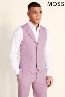Moss Tailored Fit Dusty Pink Herringbone Suit: Waistcoat (U31333) | £70