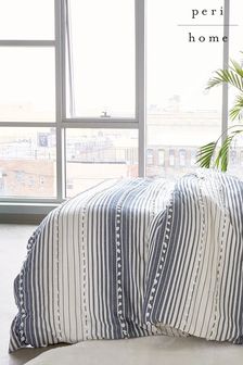 Peri Home Blue Yarn Dyed Tufted Stripe Cotton Duvet Cover