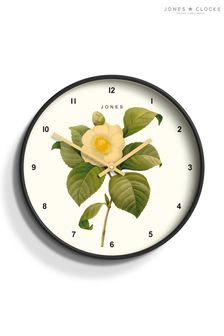 Jones Clocks Grey Grey Botanical Design Wall Clock