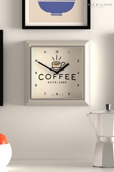 Jones Clocks Grey Linen Grey Coffee Wall Clock