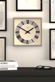 Jones Clocks Grey Grey Box Roman Dial Wall Clock
