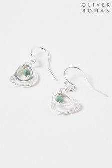 Oliver Bonas Blue Cassandra Organic Loop & Pearl Silver Drop Earrings
