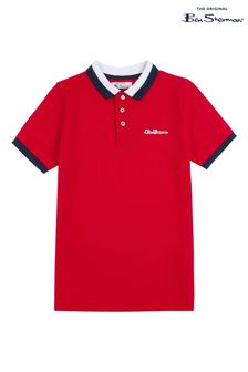 Ben Sherman Red Split Collar Polo Shirt