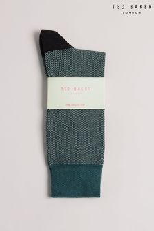 Ted Baker Tedtext Green Semi Plain Socks