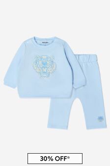 Kenzo Kids Kenzo Baby Boys Blue Organic Cotton Sweater And Trousers Set