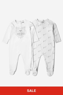 Kenzo Kids Kenzo Baby Unisex White Organic Cotton Sleepsuits Gift Set